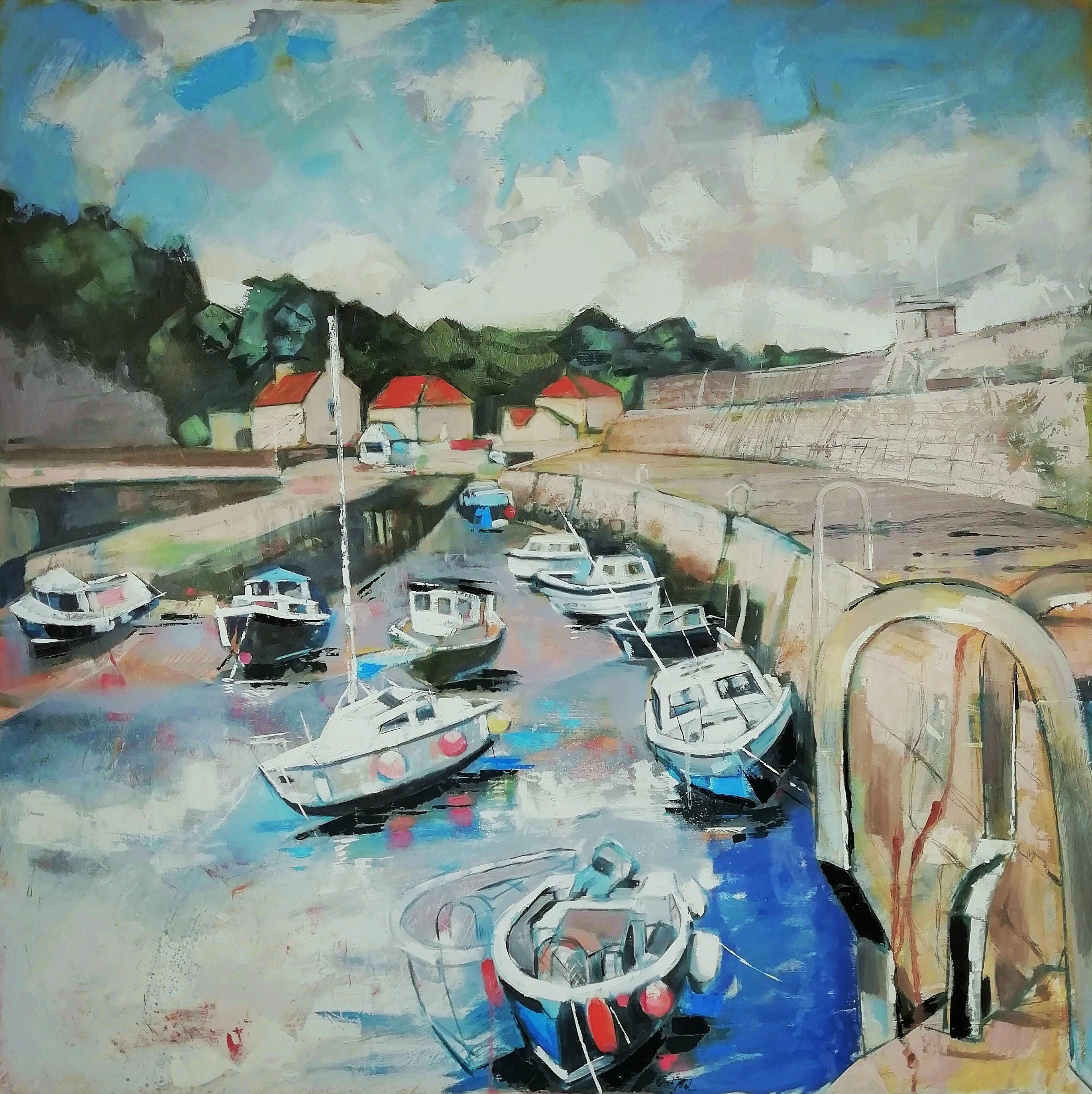 Dysart Harbour, Looking In 90 x 90cm