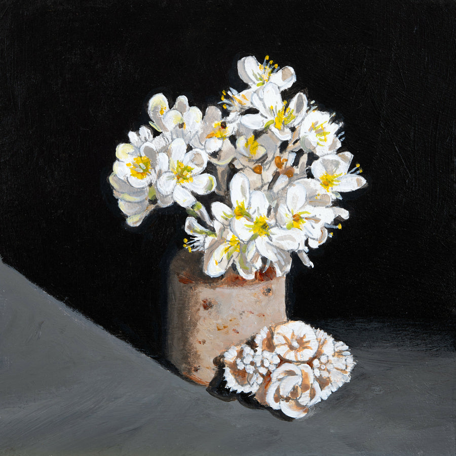 Hugh Bryden Blossom and brooch Acrylic 30 x 30 cm £450