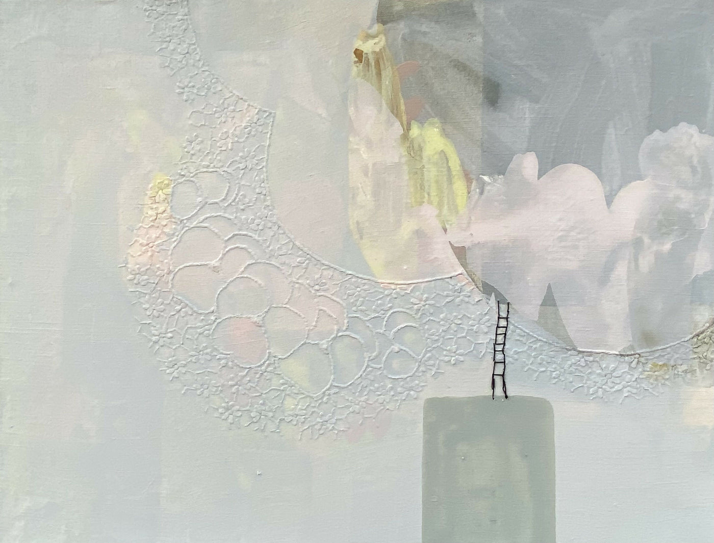 Dust Clouds 46x36cm Guoache on recycled textile.